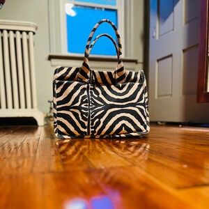 Vince Cameo Zebra Stripe Cloth Tote with tassle